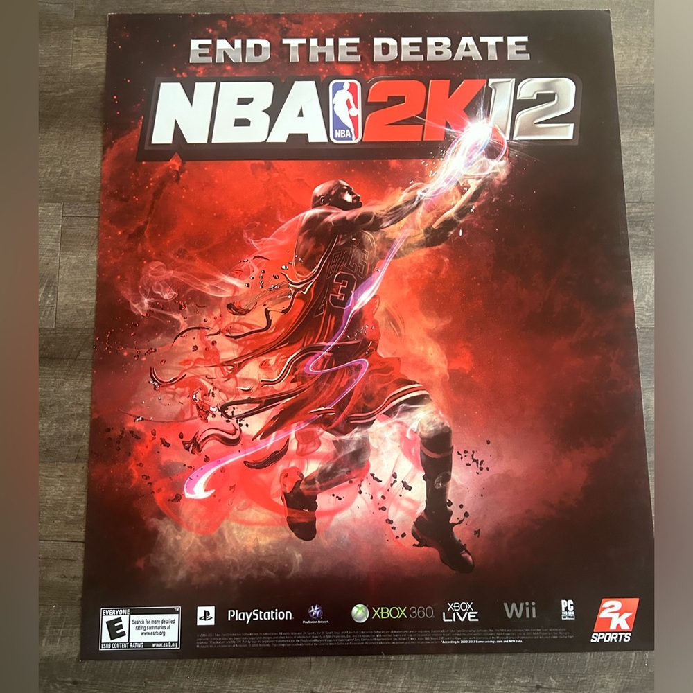 NBA 2k12 Micheal Jordan Chicago Bulls Basketball Game Display Poster